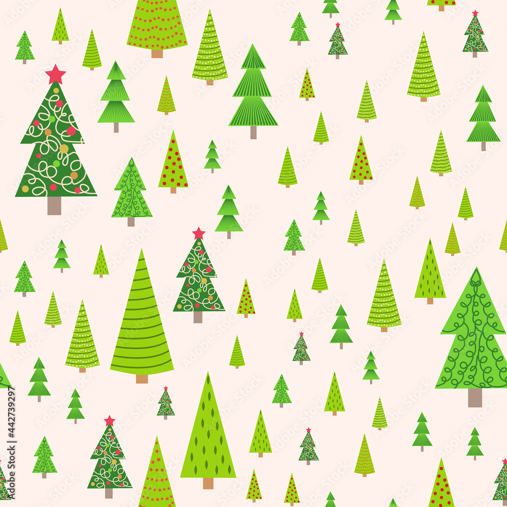 Seamless Christmas background with decorative Christmas tree