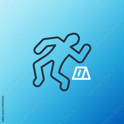 Line Crime scene icon isolated on blue background. Colorful outline concept. Vector