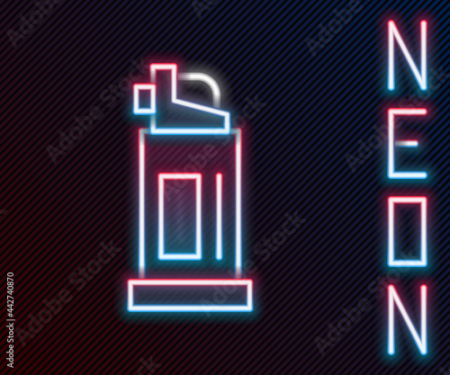 Glowing neon line Pepper spray icon isolated on black background. OC gas. Capsicum self defense aerosol. Colorful outline concept. Vector