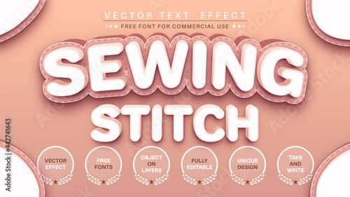 Sewing stitch - edit text effect, font style