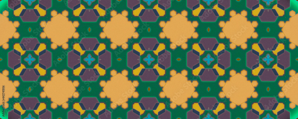 Watercolor Asian Tile. Multicolor Repeat