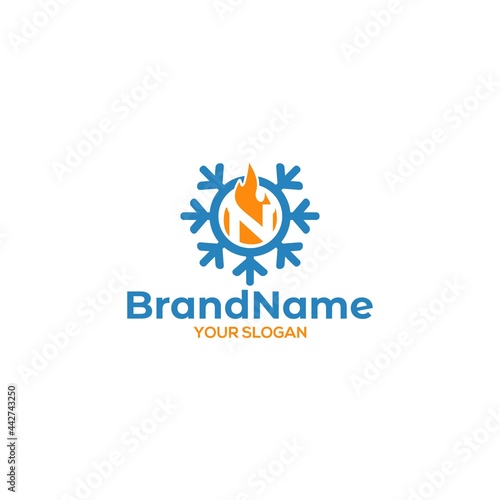 N HVAC Logo Design Vector