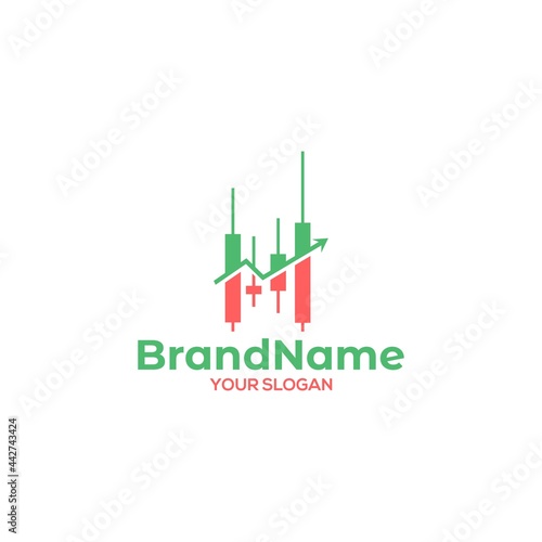 Candlestick Chart Logo Design Vector