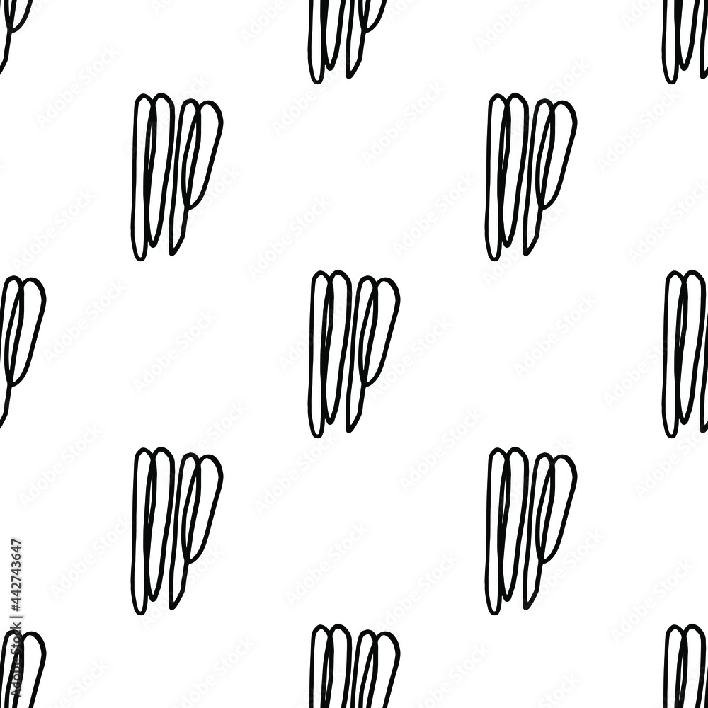 Trendy black and white graphic seamless pattern with strokes and stains. Minimalist Scandinavian style. Vector abstract background with hand painted lines. Design for wrapping paper, prints, fabrics Trendy black and white graphic seamless pattern with strokes and stains. Minimalist Scandinavian style. Vector abstract background with hand painted lines. Design for wrapping paper, prints, fabrics