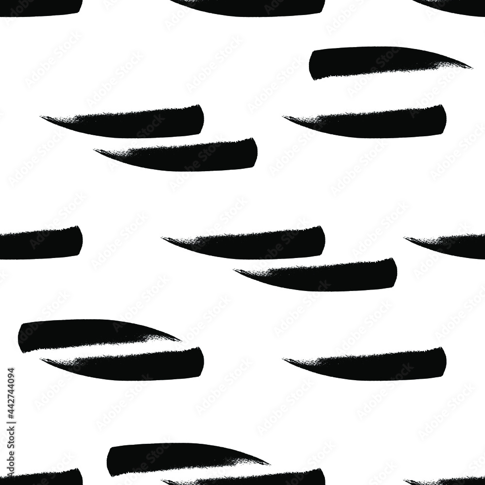 Trendy black and white graphic seamless pattern with strokes and stains. Minimalist Scandinavian style. Vector abstract background with hand painted lines. Design for wrapping paper, prints, fabrics Trendy black and white graphic seamless pattern with strokes and stains. Minimalist Scandinavian style. Vector abstract background with hand painted lines. Design for wrapping paper, prints, fabrics