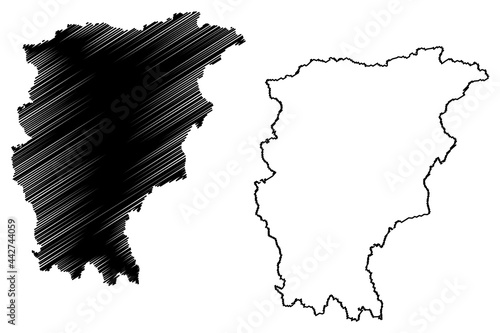 Bergamo province (Italy, Italian Republic, Lombardy region) map vector illustration, scribble sketch Province of Bergamo map