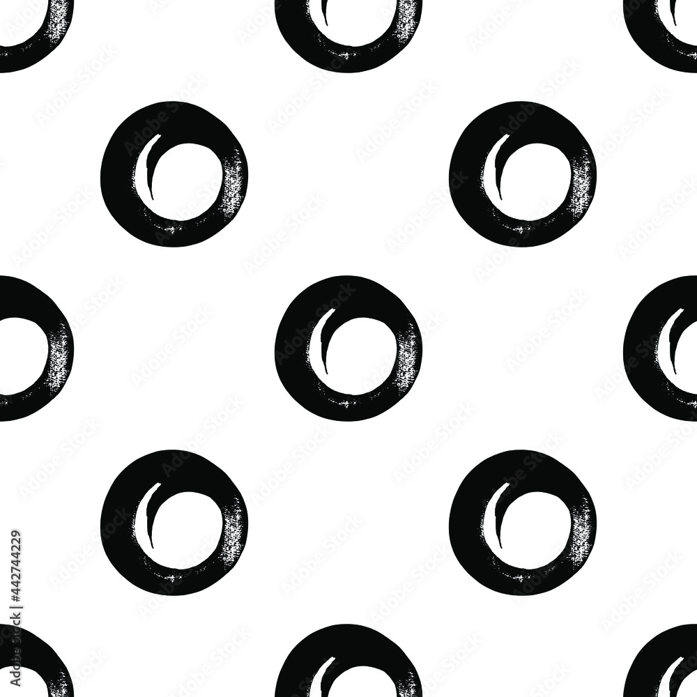 Trendy black and white graphic seamless pattern with strokes and stains. Minimalist Scandinavian style. Vector abstract background with hand painted lines. Design for wrapping paper, prints, fabrics Trendy black and white graphic seamless pattern with strokes and stains. Minimalist Scandinavian style. Vector abstract background with hand painted lines. Design for wrapping paper, prints, fabrics