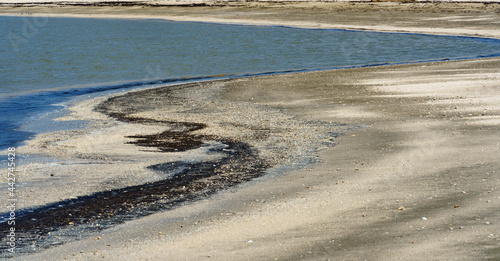 A curvy shoreline at deserted Rutherford Beach, Louisiana, on the Gulf of Mexico