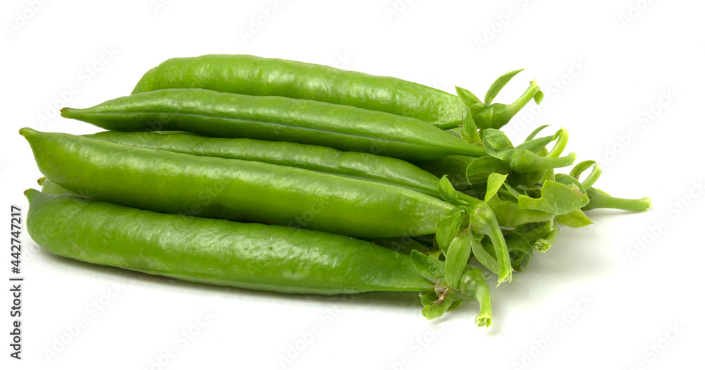 Young pea pods isolated on white background. Young pea pods isolated on white background.