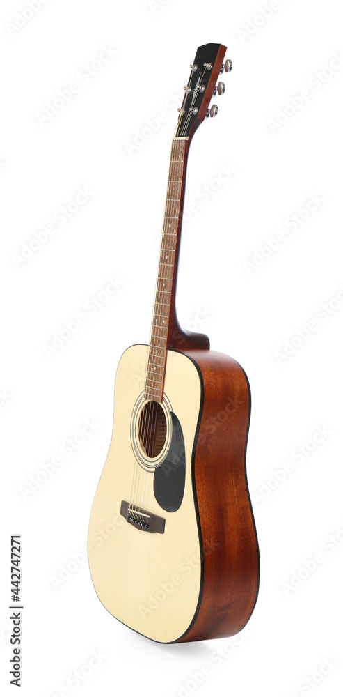 Fototapeta premium Acoustic guitar isolated on white. String musical instrument