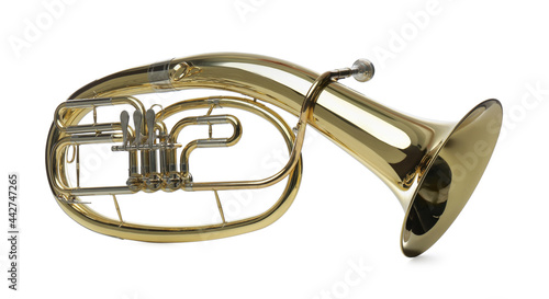 Tenor horn isolated on white. Wind musical instrument photo
