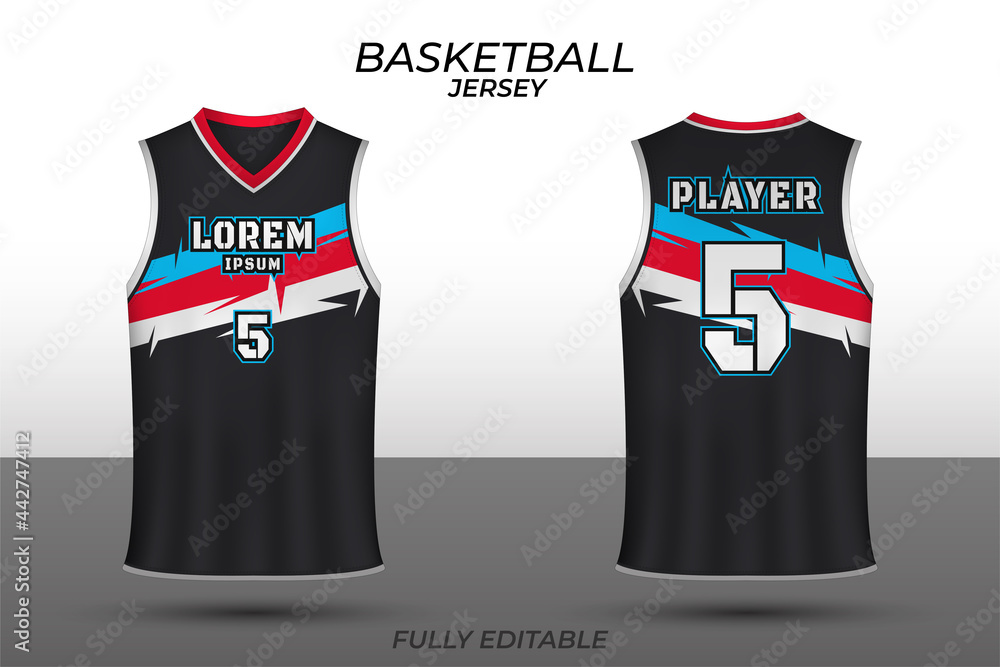 Basketball jersey design template. Uniform front and back. Sports jersey  vector. Stock-Vektorgrafik | Adobe Stock
