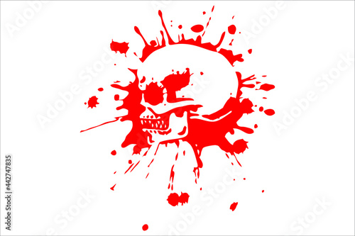 Red skull. Mixed media. Print t-shirts. Vector illustration. Blood stained skull illustration