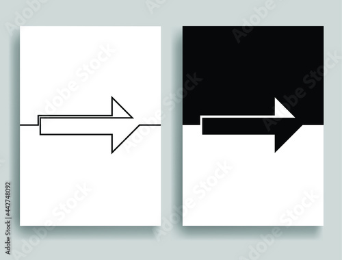 Aesthetic geometric brochures . One line logo . Modern art .Abstract minimal negative space poster . Contemporary vector arrow design 