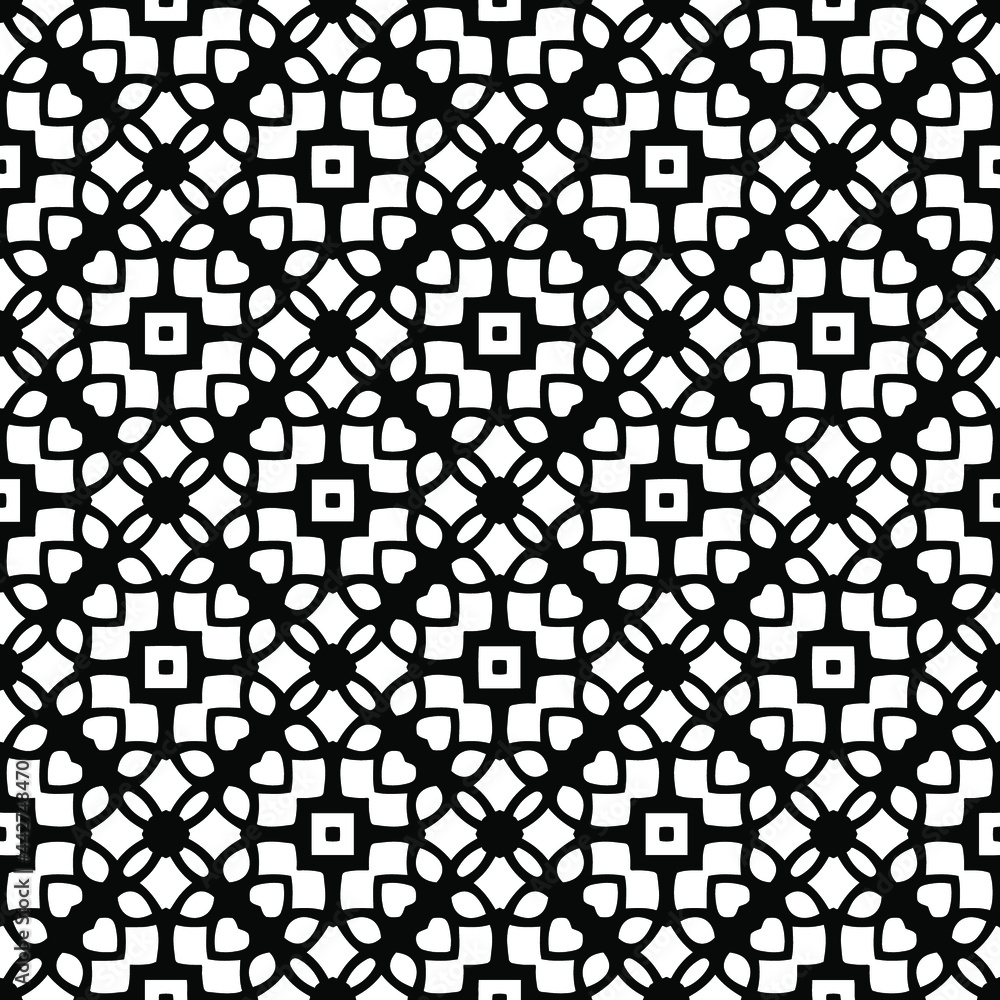 Fototapeta premium floral seamless pattern background.Geometric ornament for wallpapers and backgrounds. Black and whitepattern.