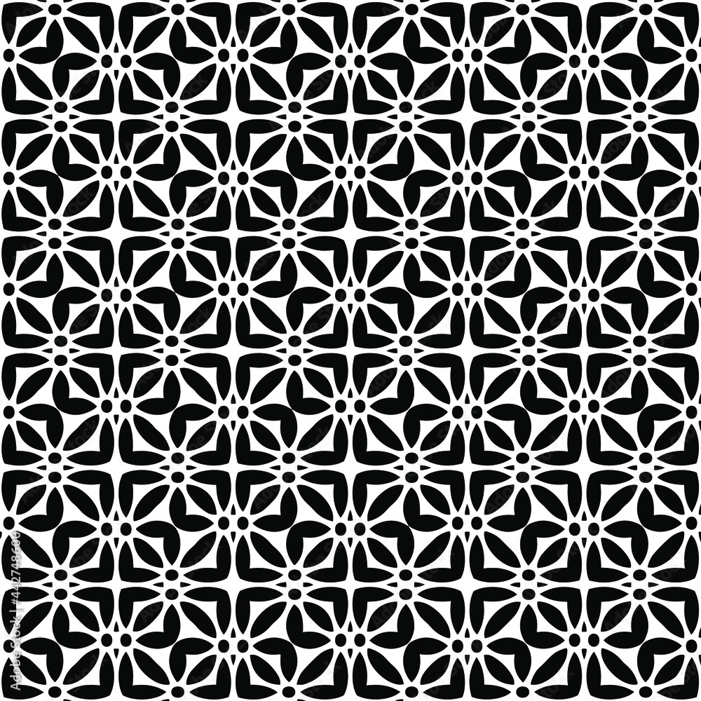 floral seamless pattern background.Geometric ornament for wallpapers and backgrounds. Black and white 

pattern. 