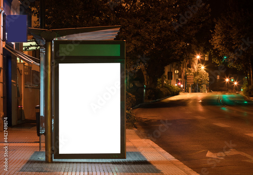 Billboard with light in the center of the city at night