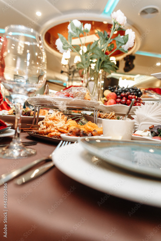 appliances and food on the table in the restaurant appliances and food on the table in the restaurant