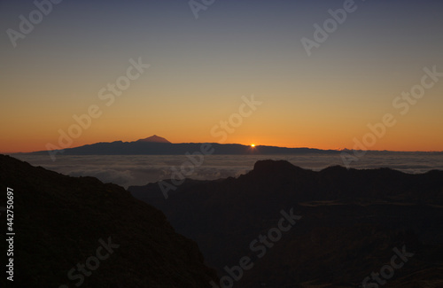 Gran Canaria, landscape of the central part of the island, Las Cumbres, ie The Summits, short hike between rock Formation Chimirique and iconic Roque Nublo, evening light 