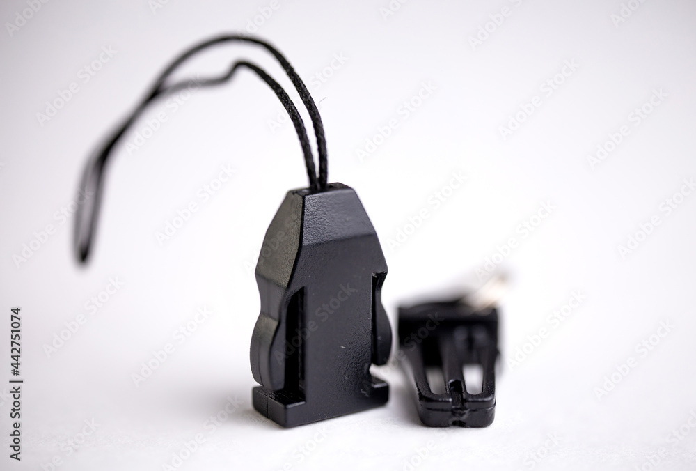 a black plastic lock is isolated on a white background a black plastic lock is isolated on a white background