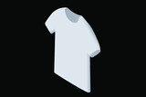 T shirt isometric illustration. White top shirt isolated on white background. T shirt mockup. Vector illustration.