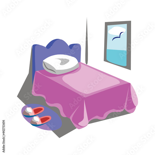 Bedroom Interior Room Furniture Flat Design isolated on a white background in EPS10