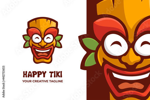 Tiki Mask Festival Cartoon Mascot Logo