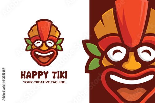 Colorful Tiki Festival Mask Cartoon Mascot Logo