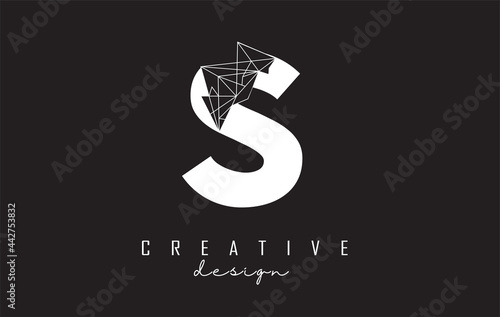 Letter S logo design with broken stone, glass detail. Vector Illustration with geometrical effect.