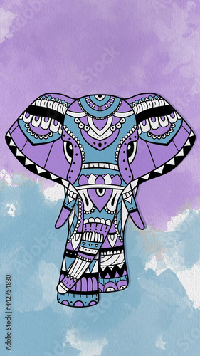 Mandala Elephant Wallpaper background in purple