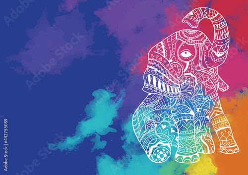 Mandala Elephant with Colorful Background	

