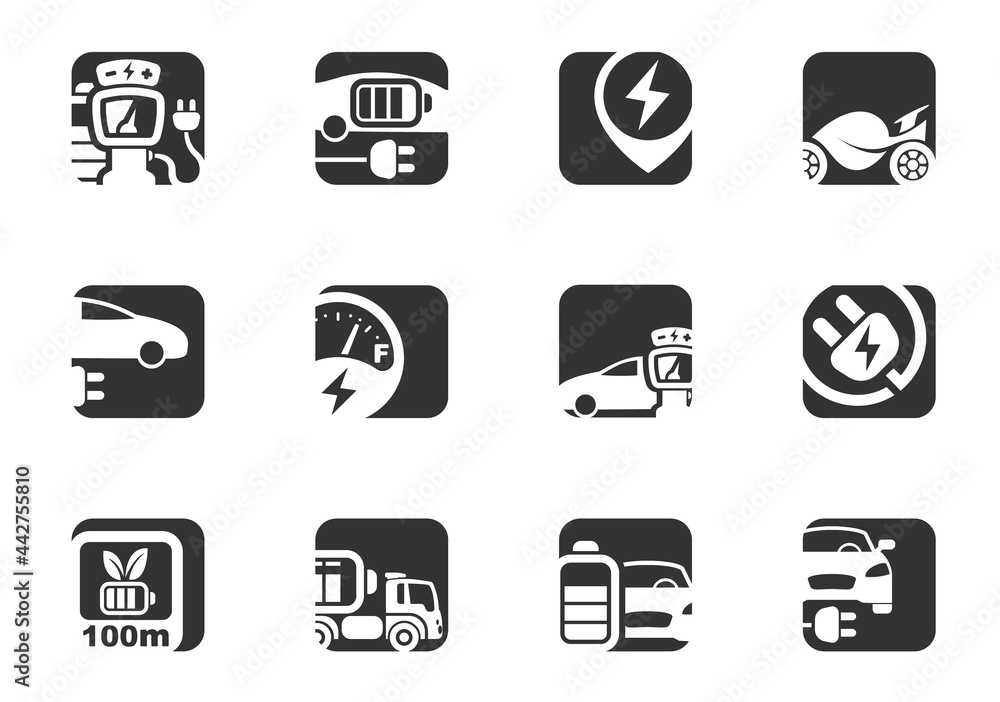Electric car icons Electric car icons