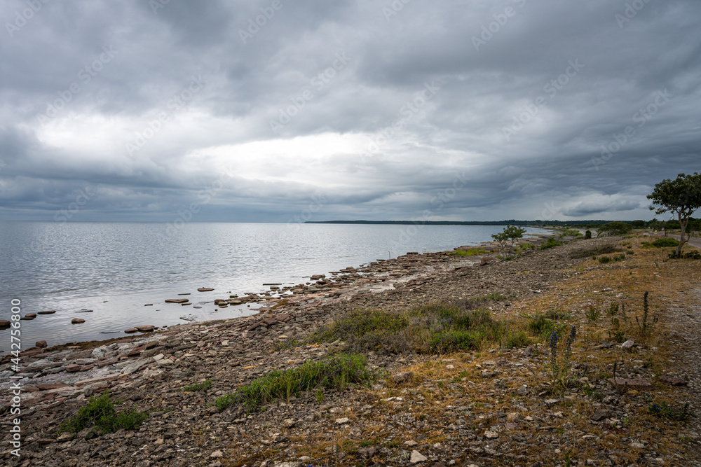 A beautiful seashore with a dramatic sky in the background. Picture from the Baltic Sea A beautiful seashore with a dramatic sky in the background. Picture from the Baltic Sea