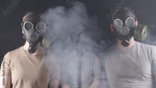 Video of family in gas masks photo