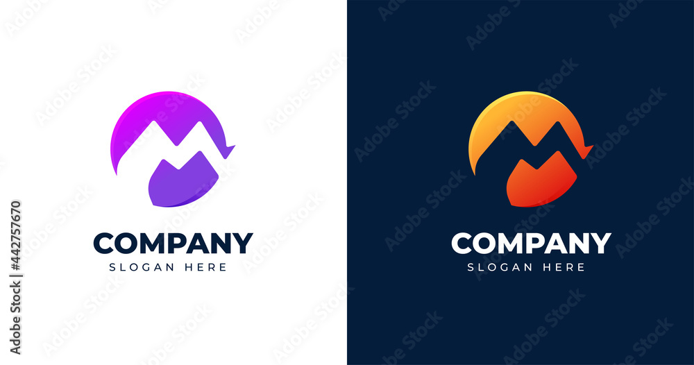 Letter M logo design template with circle shape style for personal or company Letter M logo design template with circle shape style for personal or company