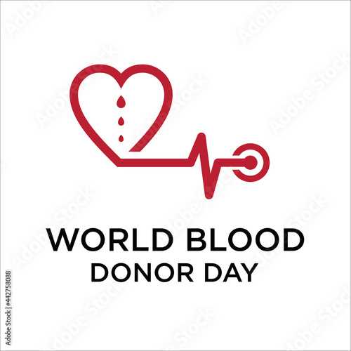Heart shape blood drop donor logo illustration. world blood donor day logo vector design template