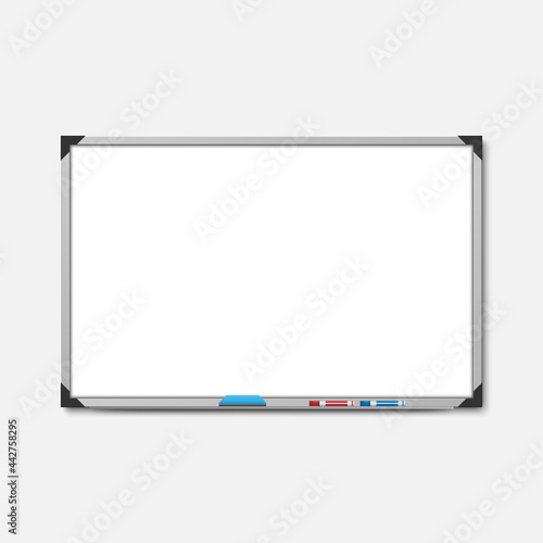 Empty white marker board on white background  vector illustration