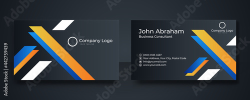 Modern blue orange yellow white black geometric business card design
