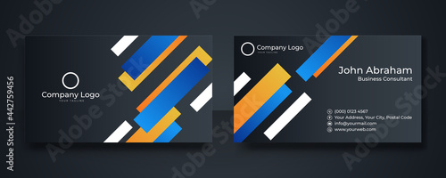 Modern blue orange yellow white black geometric business card design
