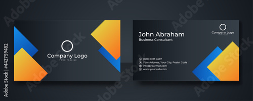 Modern blue orange yellow white black geometric business card design
