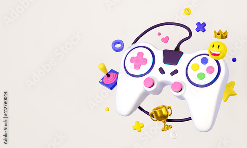 Video game controller on a white background. 3d render