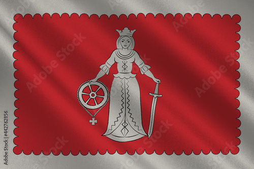 Flag of Kuldiga Municipality in Courland in Latvia photo