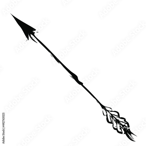 Arrow logo icon sign Hand drawn ink grunge sketch Weapon symbol Feather emblem Abstract game design Military style Fashion print clothes apparel greeting invitation card cover flyer poster banner