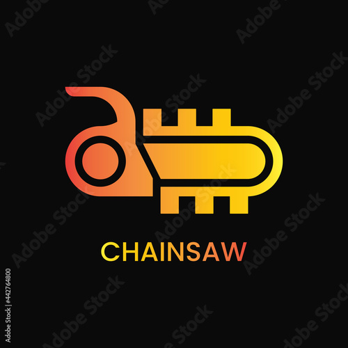 chainsaw logo concept. gradient, flat, minimalist, modern, line, elegant and simple logotype. yellow and orange. suitable for logo, icon , symbol and sign. such as industrial machine logo