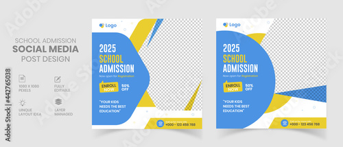 School admission social media post, Instagram post & back to school web banner template.