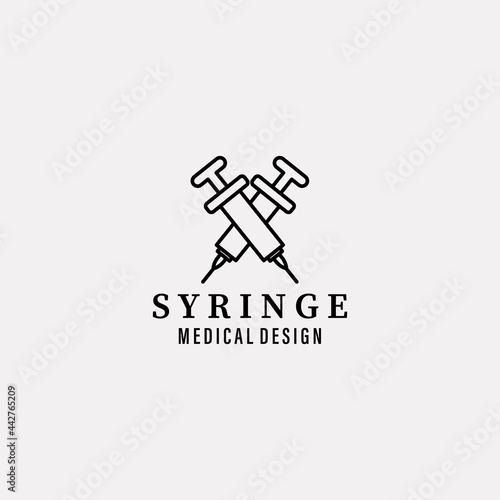 syringe icon minimalist vector logo line art illustration design