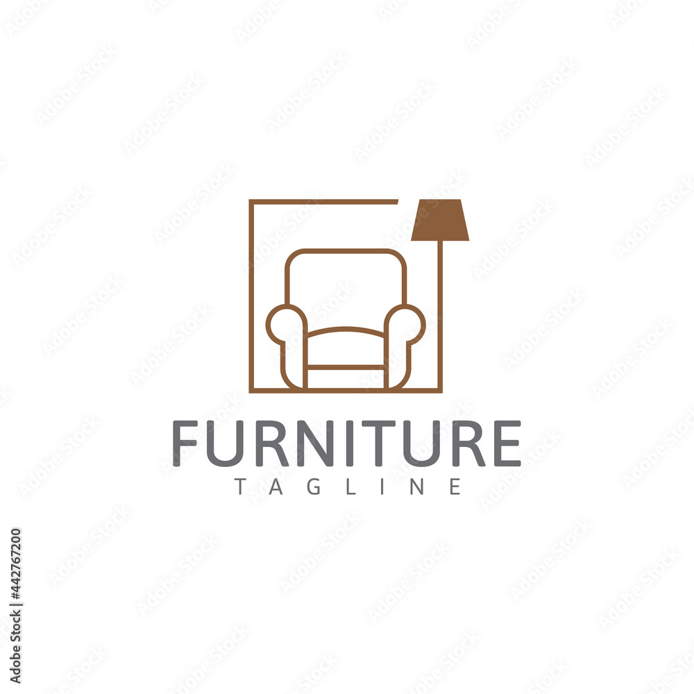 Furniture logo, chair and home decorative lights logo design vector ...