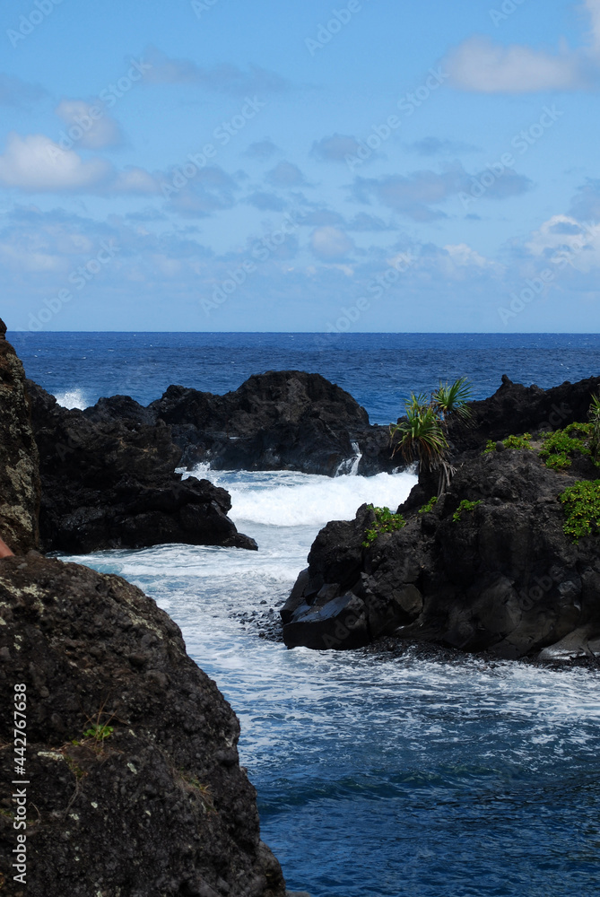 Stunning Seascape with Black Lava Rock and the Ocean Stunning Seascape with Black Lava Rock and the Ocean