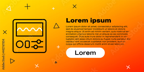 Line Drum machine icon isolated on yellow background. Musical equipment. Colorful outline concept. Vector