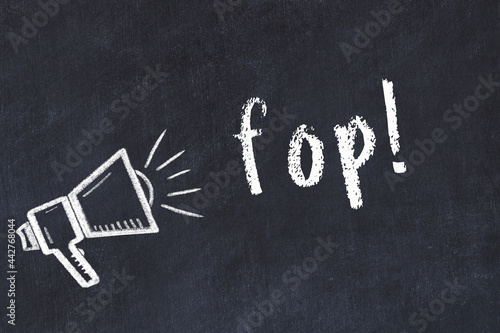 Foto Chalk sketch of loudspeaker and inscription fop